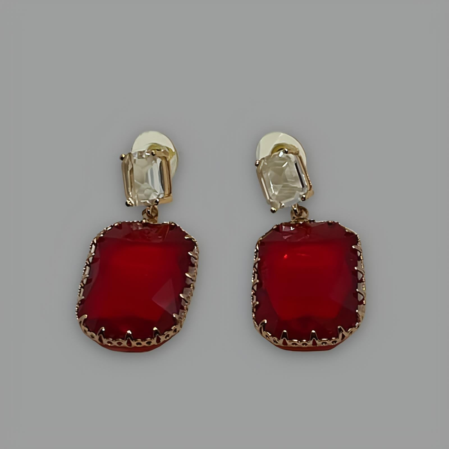 NōIR Red Crystal Drop Earrings