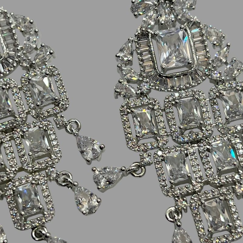 Rhodium Plated Seroya Cubic Zirconia Earrings