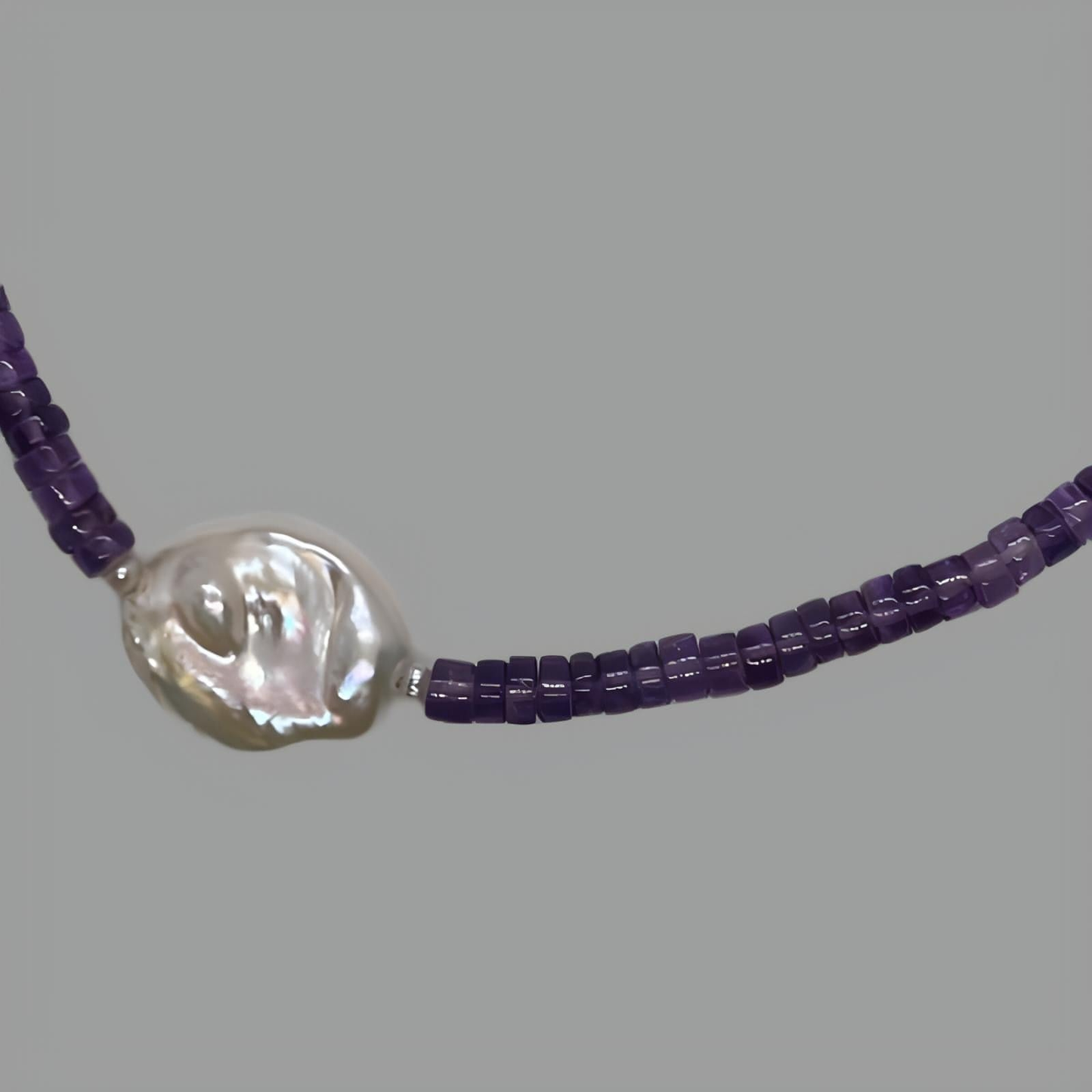 Amethyst and Pearl Necklace 36cm (14")