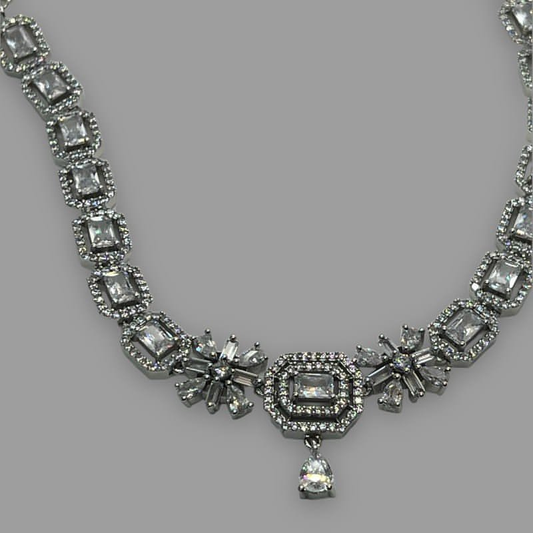 Rhodium Plated Polène Cubic Zirconia Necklace 43cm (16")