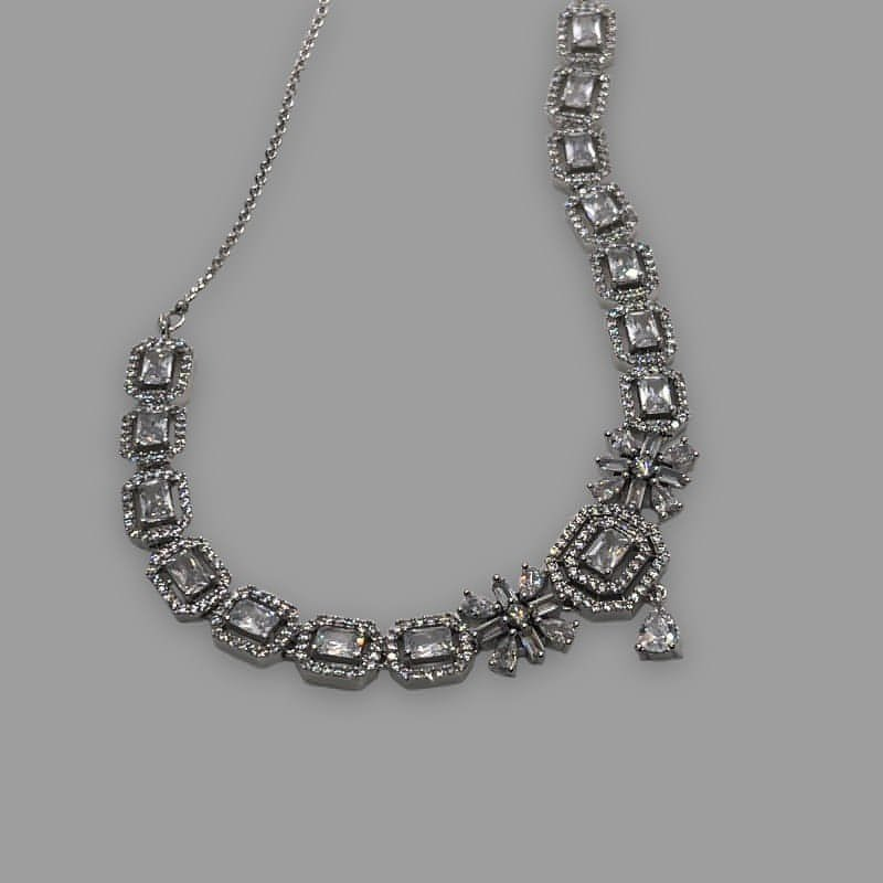 Rhodium Plated Polène Cubic Zirconia Necklace 43cm (16")