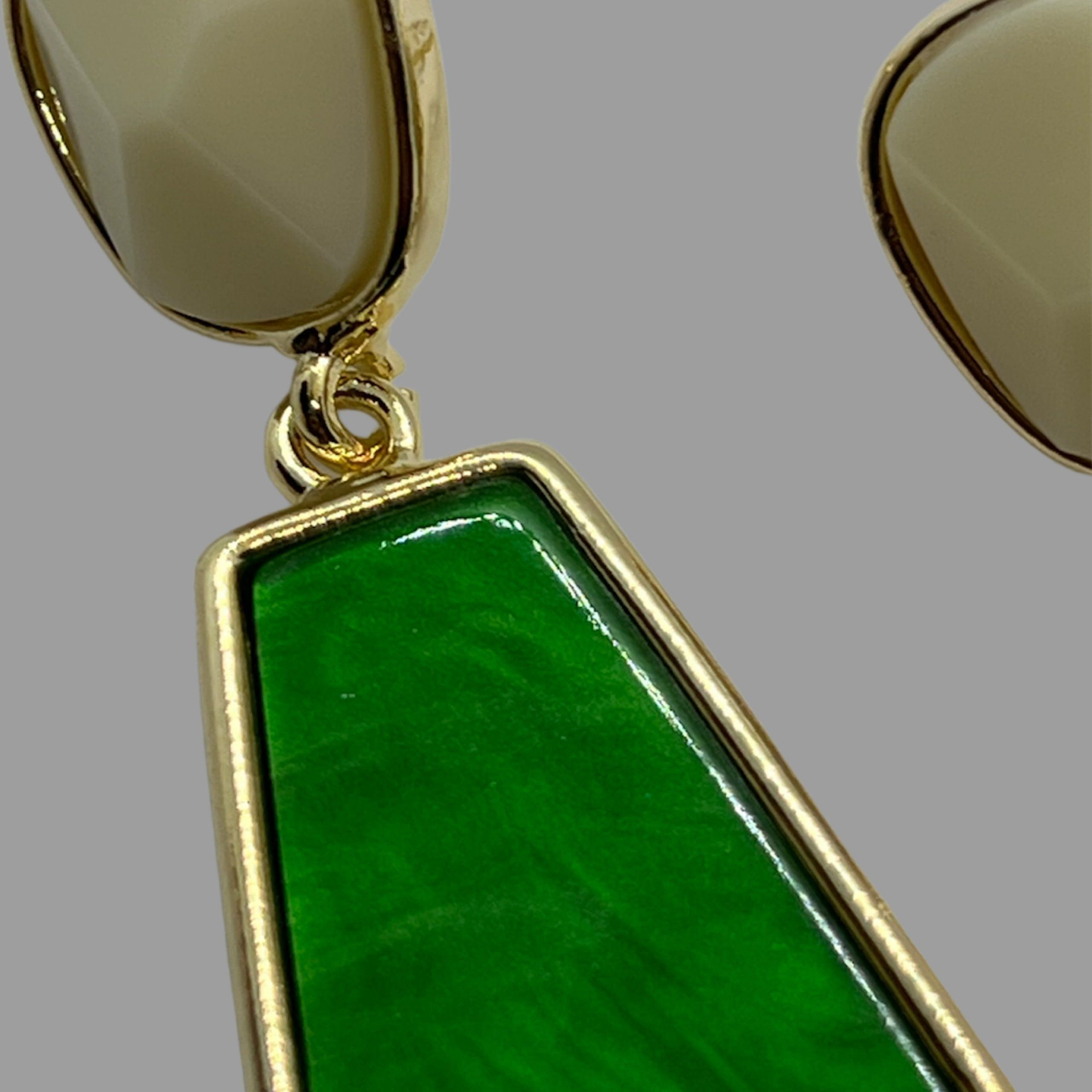 Gōld Vert Enamel Drop Earrings