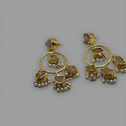 18K Gold Plated Rose Perlée Earrings