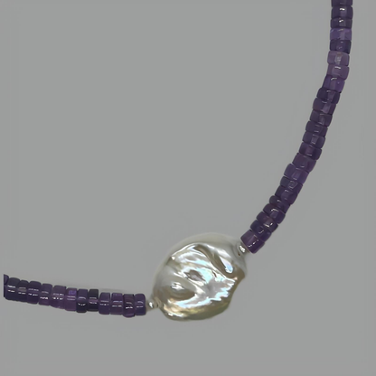 Amethyst and Pearl Necklace 36cm (14")