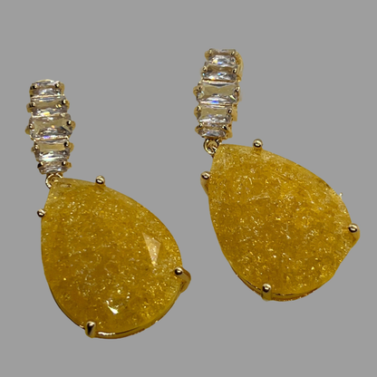 NōIR Gold Tear Drop Crystal Earrings