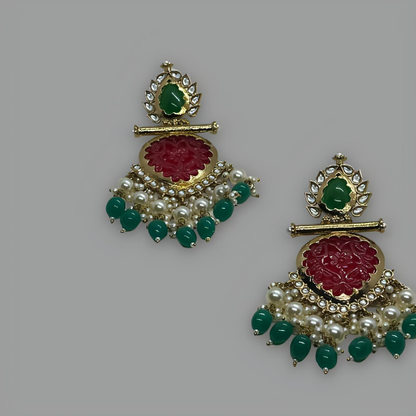 18K Gold Plated Treillis Rouge Earrings