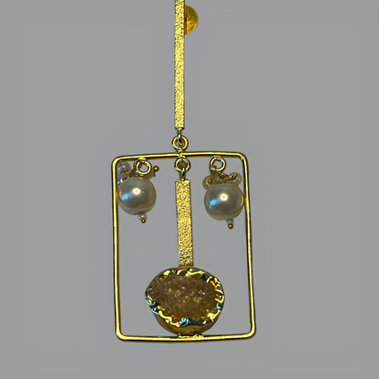 18K Gold Plated Square Drop Earrings