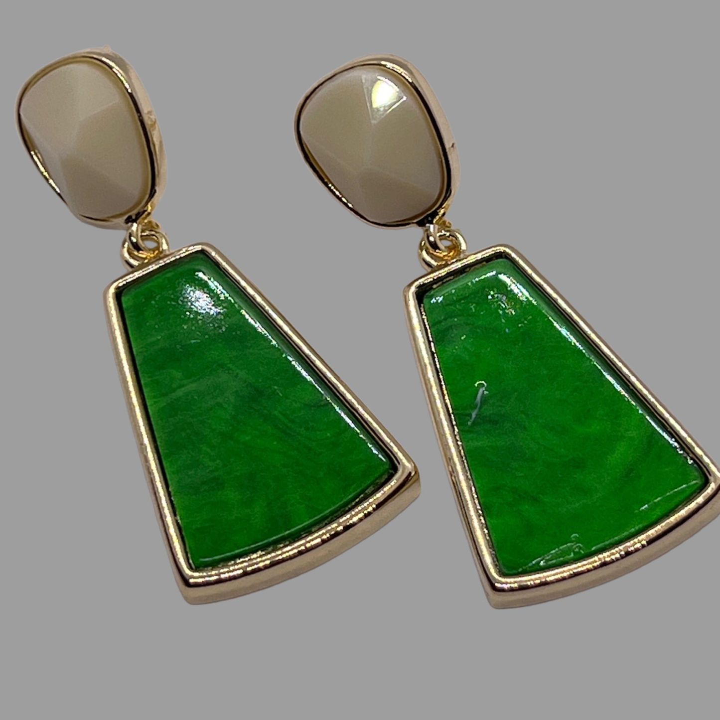 Gōld Vert Enamel Drop Earrings