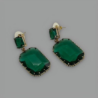 NōIR Green Crystal Drop Earrings