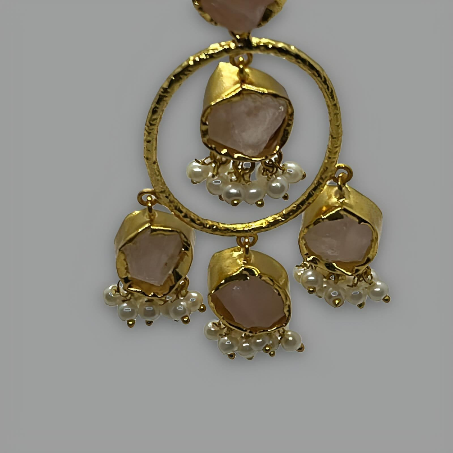 18K Gold Plated Rose Perlée Earrings