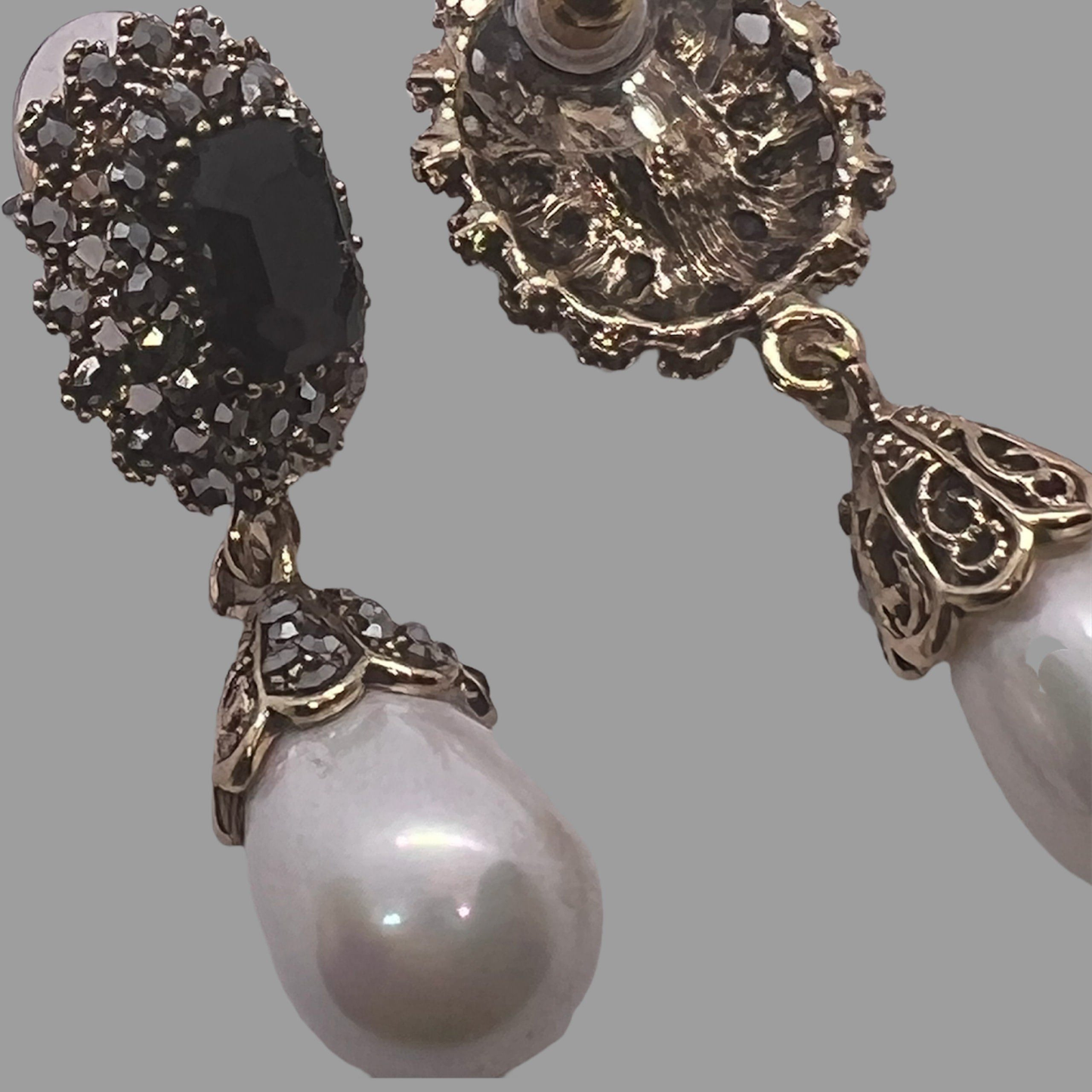 VERSAILLES Rhinestone Pearl Drop Earrings