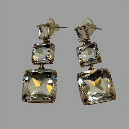 NōIR Square Crystal Drop Earrings