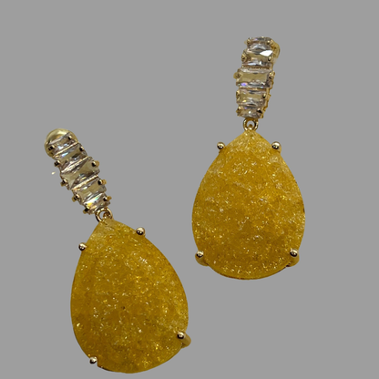 NōIR Gold Tear Drop Crystal Earrings