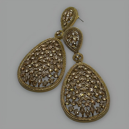 18K Gold Plated Ovale Cristal Earrings