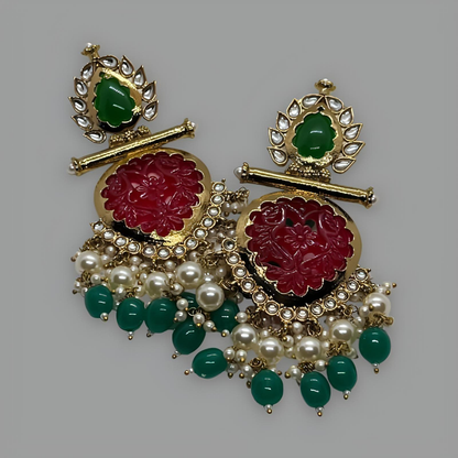 18K Gold Plated Treillis Rouge Earrings