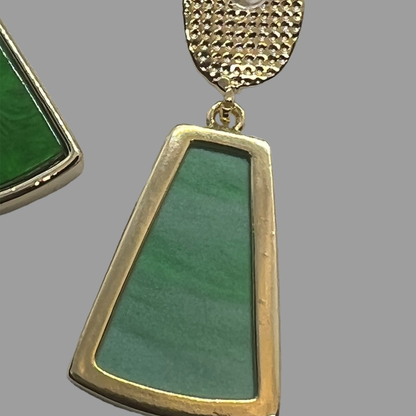 Gōld Vert Enamel Drop Earrings