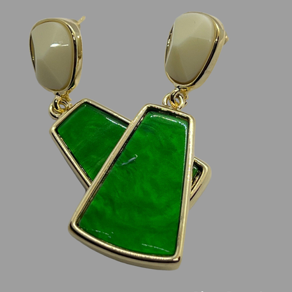 Gōld Vert Enamel Drop Earrings