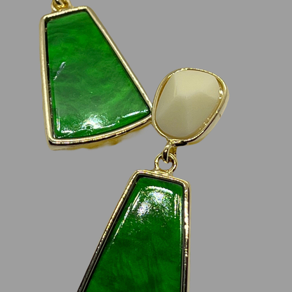 Gōld Vert Enamel Drop Earrings