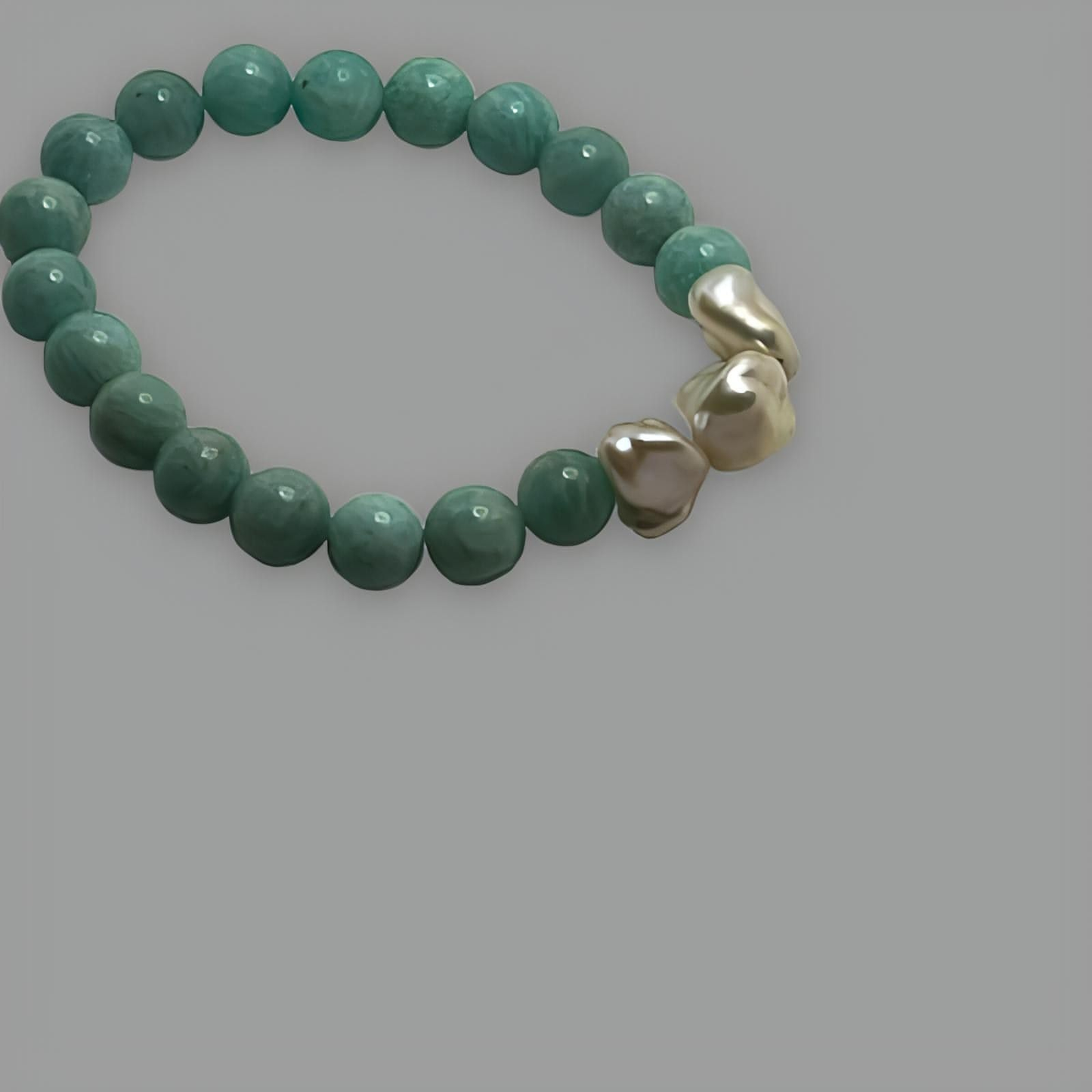 Amazonite and Pearl Stretch Bead Bracelet