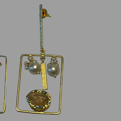 18K Gold Plated Square Drop Earrings