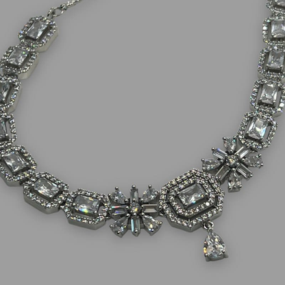 Rhodium Plated Polène Cubic Zirconia Necklace 43cm (16")