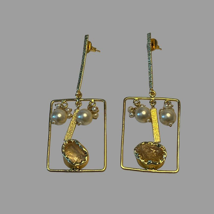 18K Gold Plated Square Drop Earrings