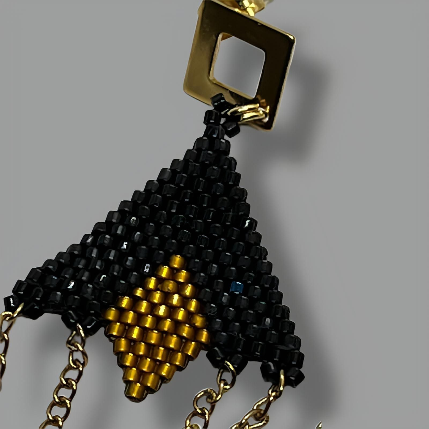 Black and Gold Chain Accents Earrings