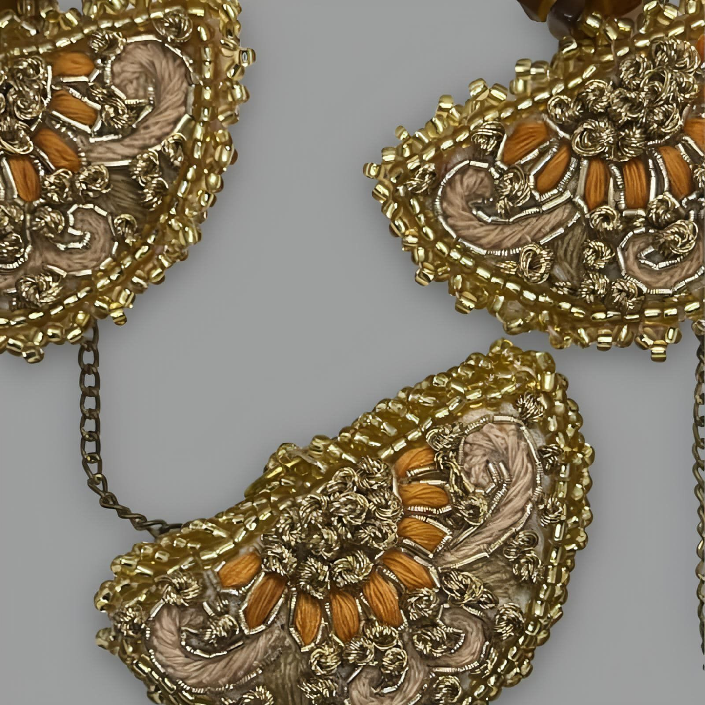 Mōgra Embroidered Chandelier Earrings - Rouge