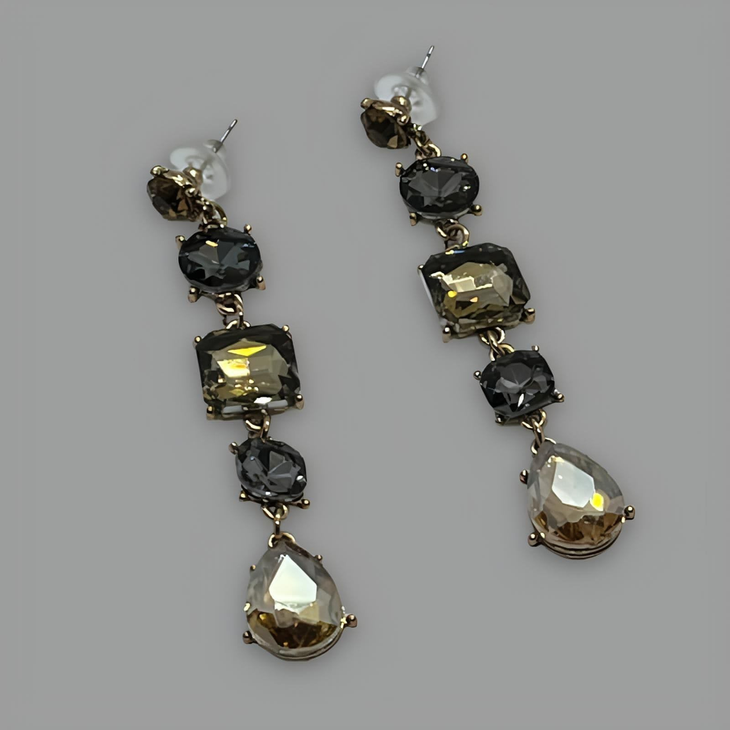 NōIR Long Drop Mixed Crystal Earrings