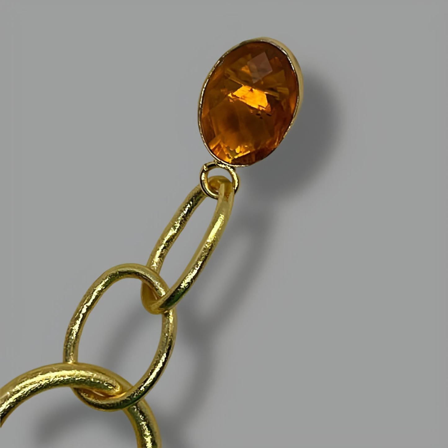 18K Gold Plated Citrine Ring Drop Earrings