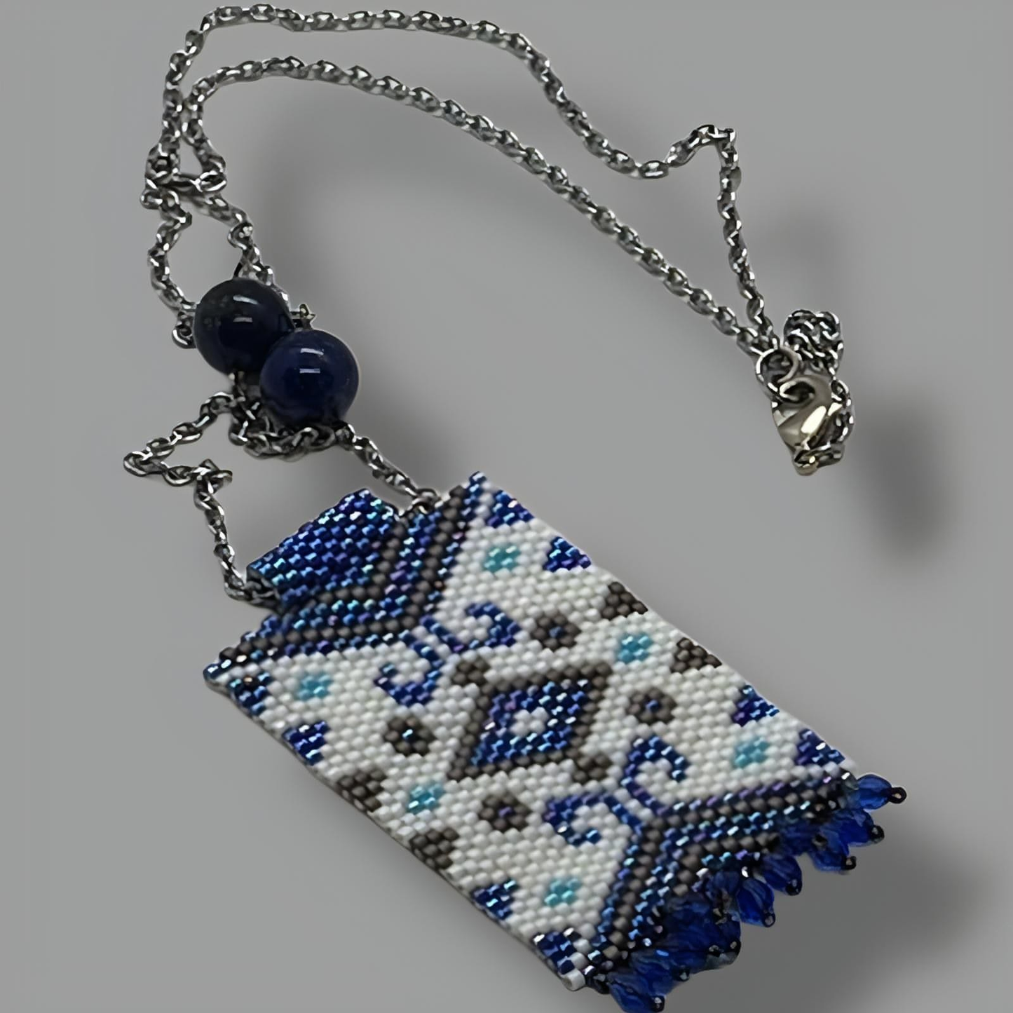 Blue Aztec Chain Necklace