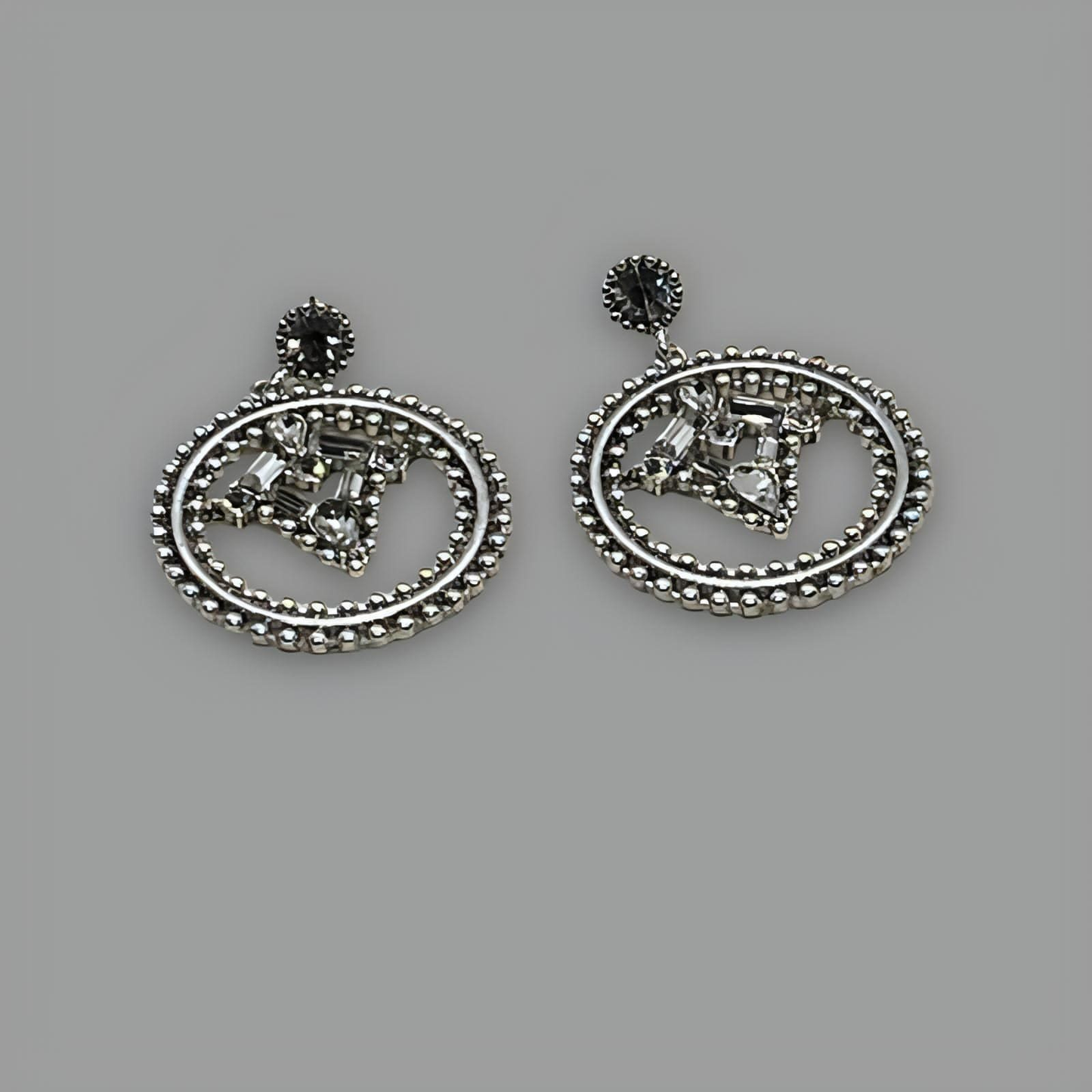 NōIR Silver Tone Crystal Earrings