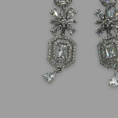 Rhodium Plated Polène Cubic Zirconia Earrings