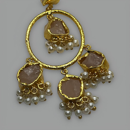 18K Gold Plated Rose Perlée Earrings