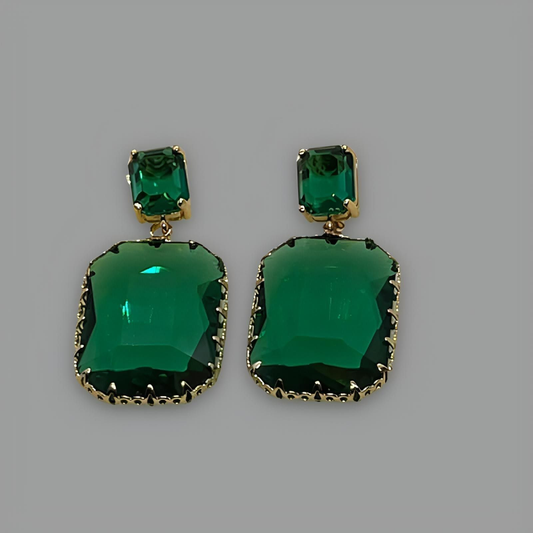 NōIR Green Crystal Drop Earrings