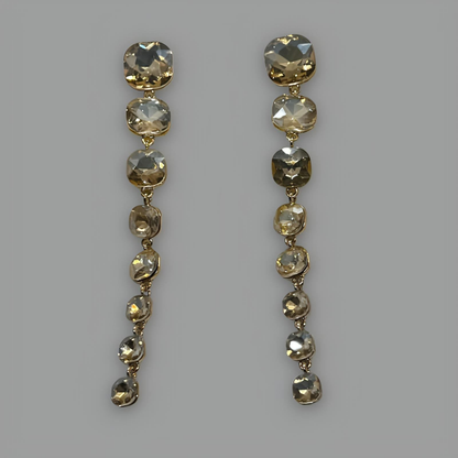 NōIR Crystal Long Drop Earrings