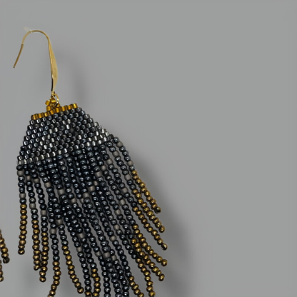 Hues of Blue and Gold Fringe Earrings