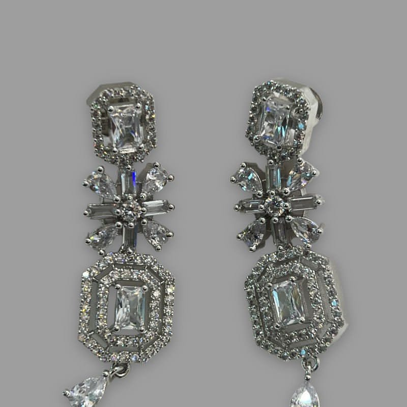 Rhodium Plated Polène Cubic Zirconia Earrings