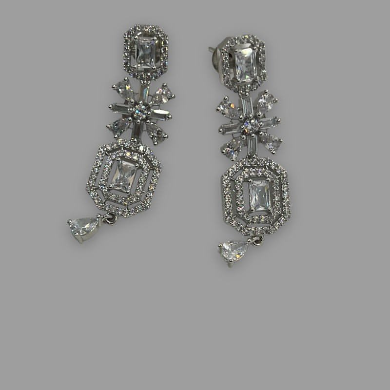 Rhodium Plated Polène Cubic Zirconia Earrings